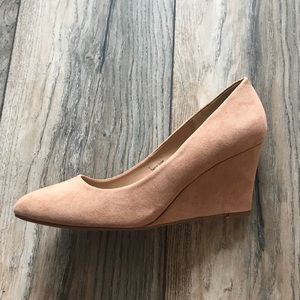 A New Day Nude Suede Wedges